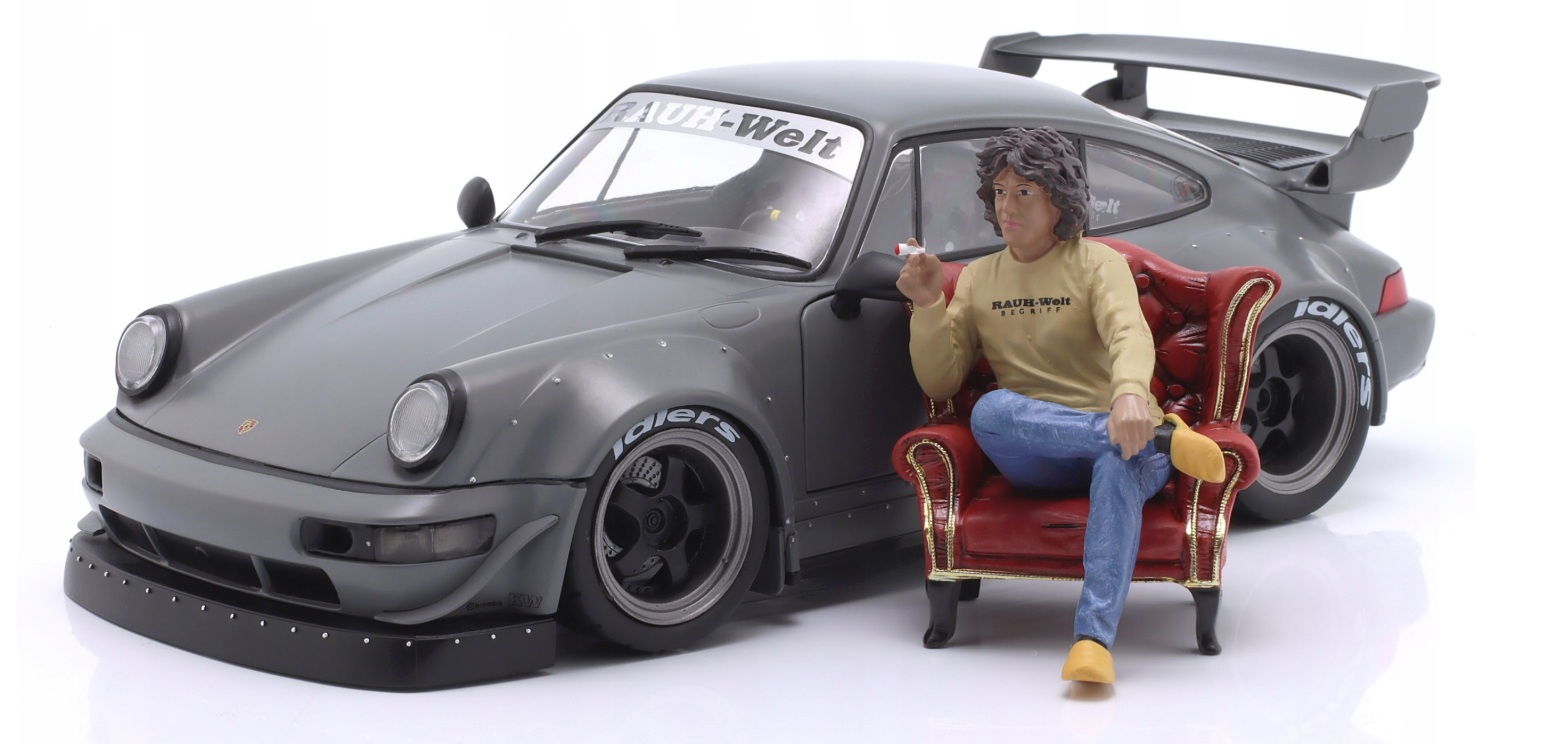 Porsche 911 (964) RWB Rauh-Welt Bodykit 2024 nardo grey with figure Akira-Nakai